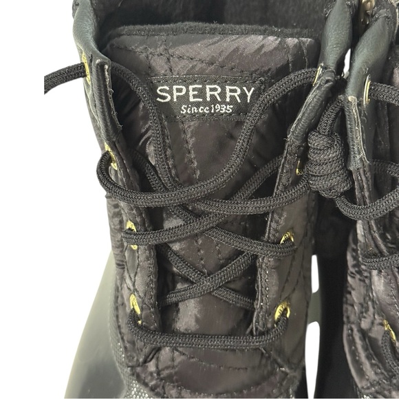 Sperry Women’s Duck Boots Syren Gulf Saltwater Black Quilted Zipper Rubber 5.5M - Picture 2 of 8